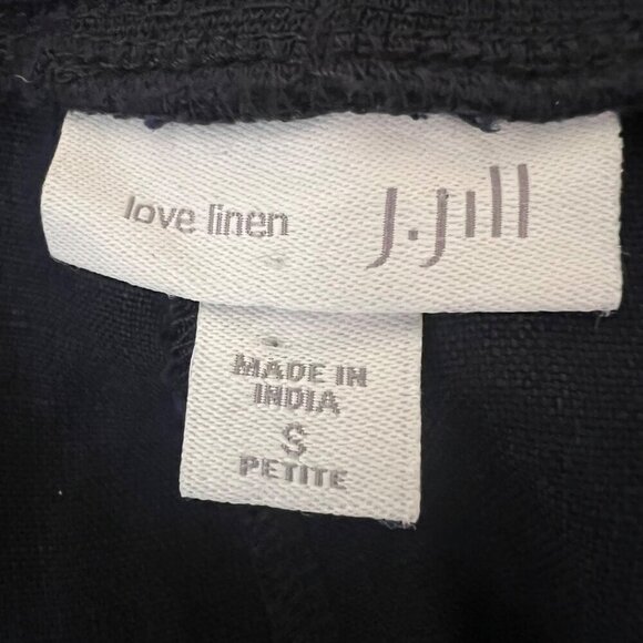 J. Jill Love Linen Navy Blue Crop Pants Stretch Pull-on Pockets Casual Size S - Picture 5 of 8